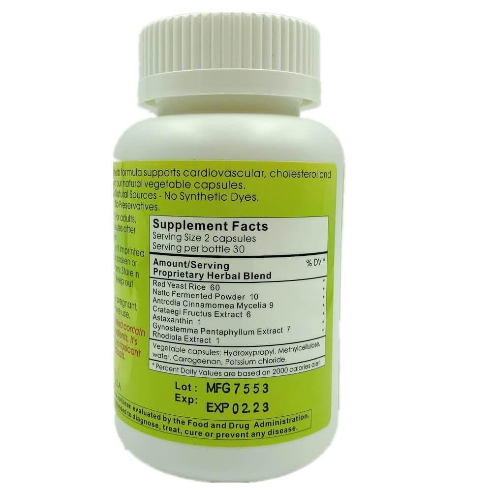 Meditalent Kong May ingredients display with red yeast rice and Antrodia mushrooms.