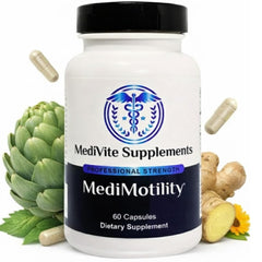 MediVite MediMotility bottle front for gentle gut support and daily digestion.