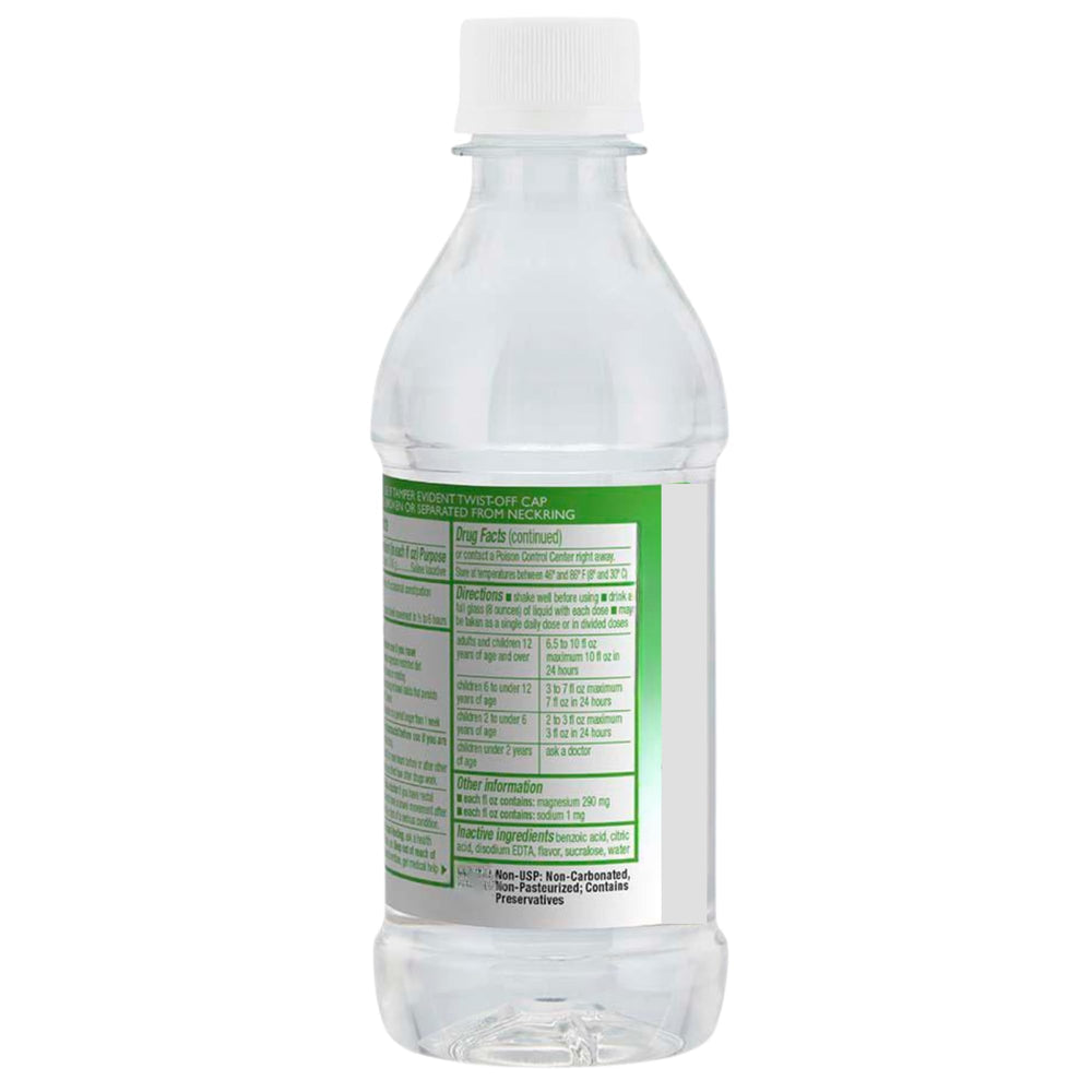 Close-up of dosage label on MedRite citrate bottle for proper use.