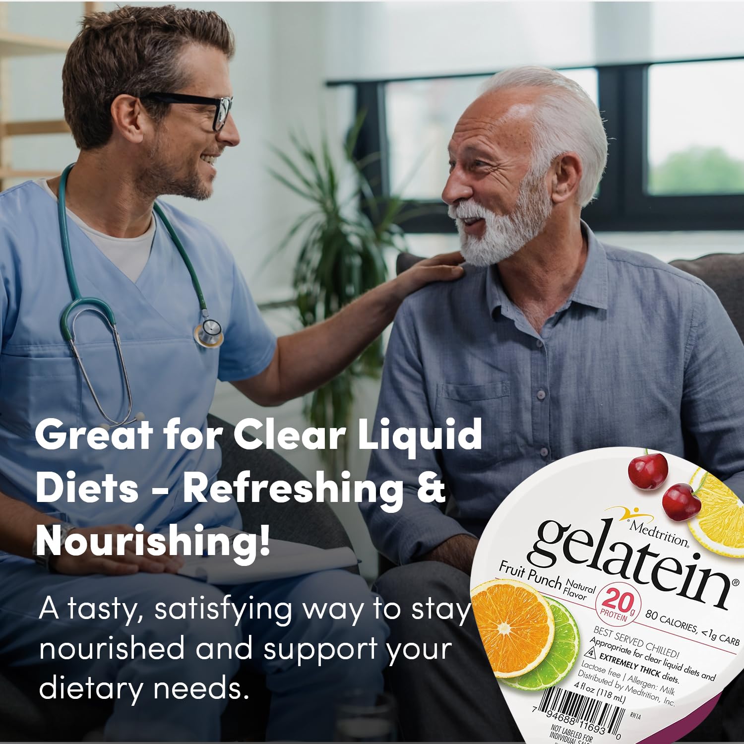 Medtrition Gelatein Fruit Punch portrayed as a diet-friendly protein option.