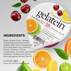 Medtrition Gelatein Fruit Punch served in a glass, sugar-free refreshment option.