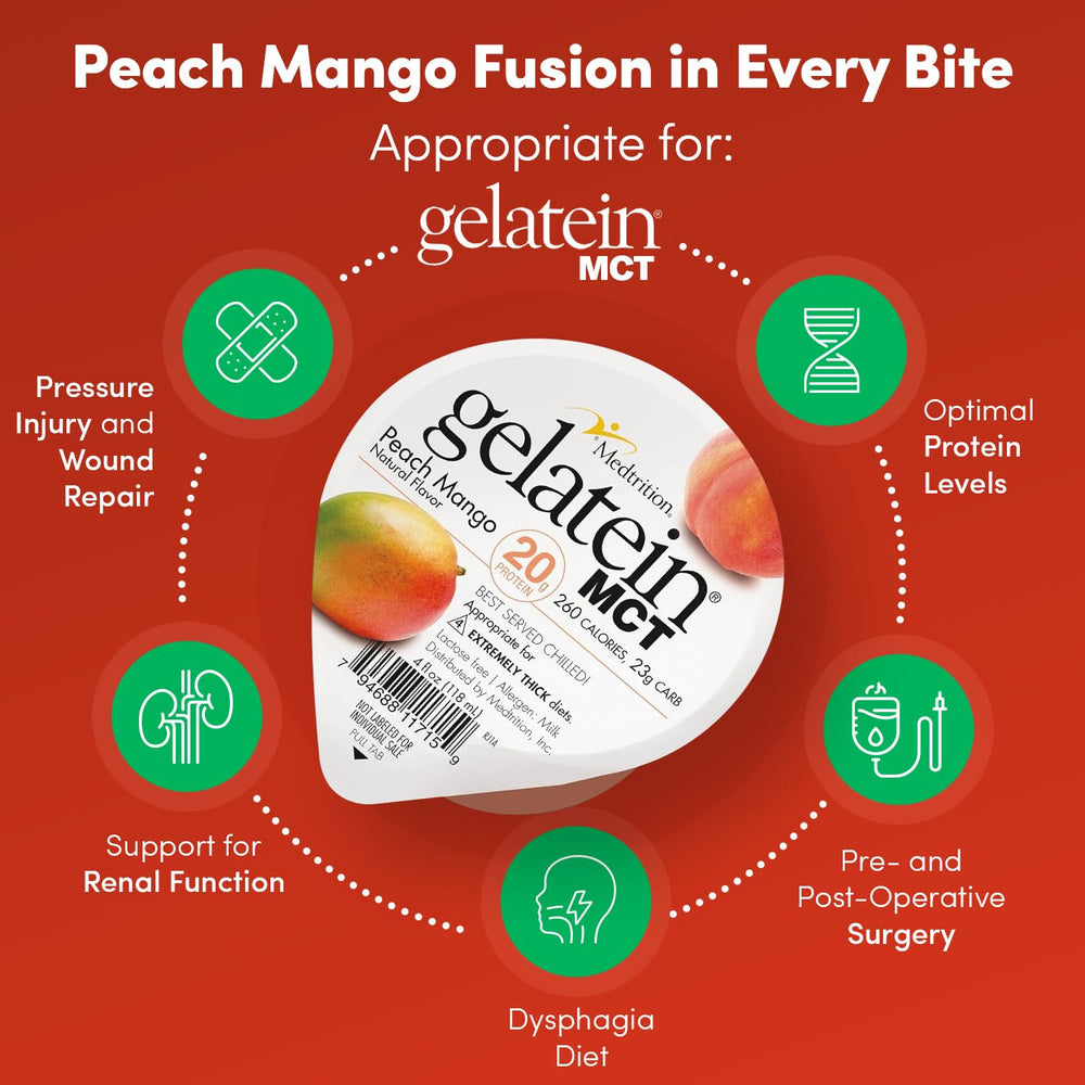 Medtrition Gelatein MCT Peach Mango IDDSI 4 — safe swallowing texture