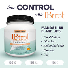 IBtrol patented prebiotic fostering healthy microbiome growth.
