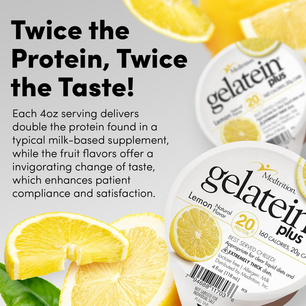 Medtrition ProSource Gelatein Plus Lemon mixing visualizing ready-to-swallow texture