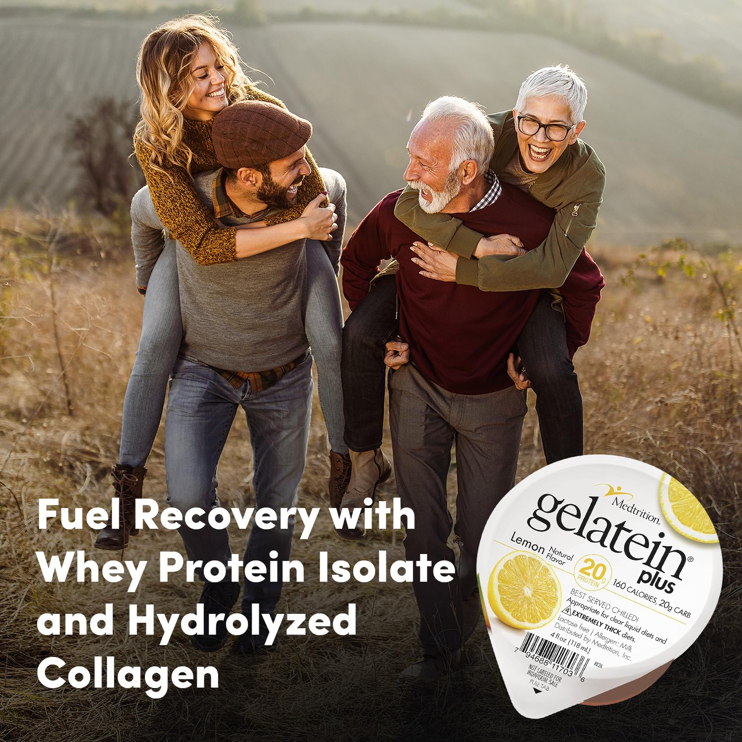 Medtrition ProSource Gelatein Plus Lemon packaging for convenient 12-pack