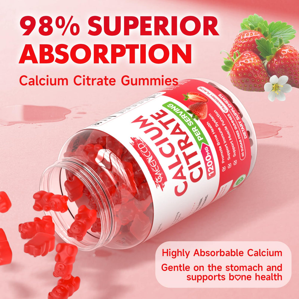 MEENCCD Calcium Citrate Gummies dispense into hand, convenient on-the-go wellness.