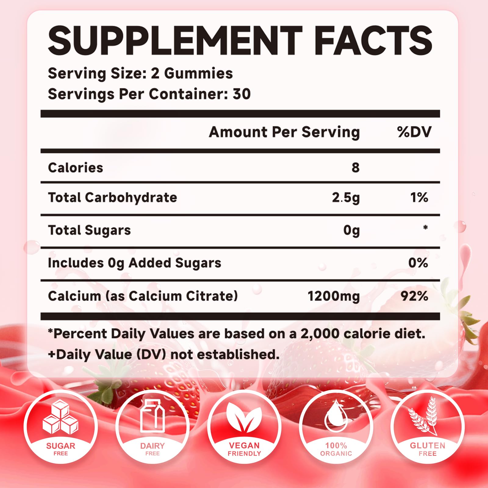 MEENCCD Calcium Citrate Gummies strawberry-chews, chewy texture for easy intake.