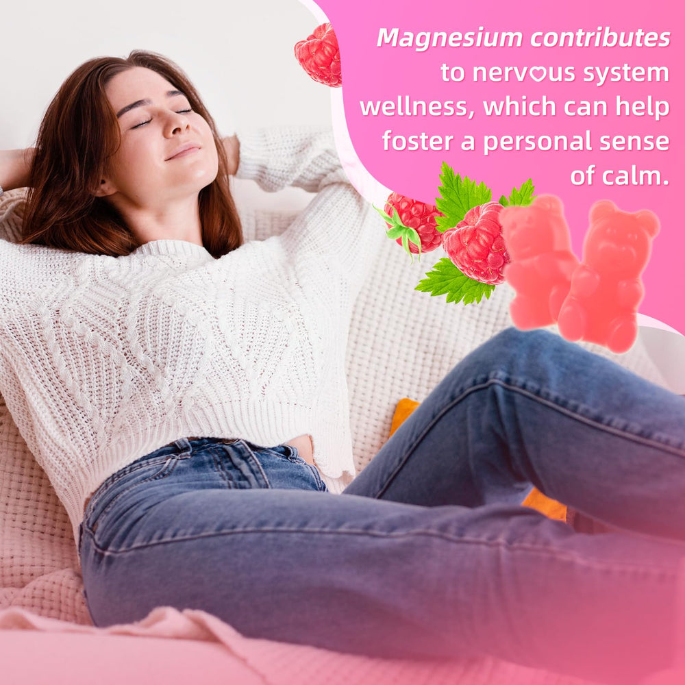MEENCCD Magnesium Malate Gummies GMP badge on packaging.