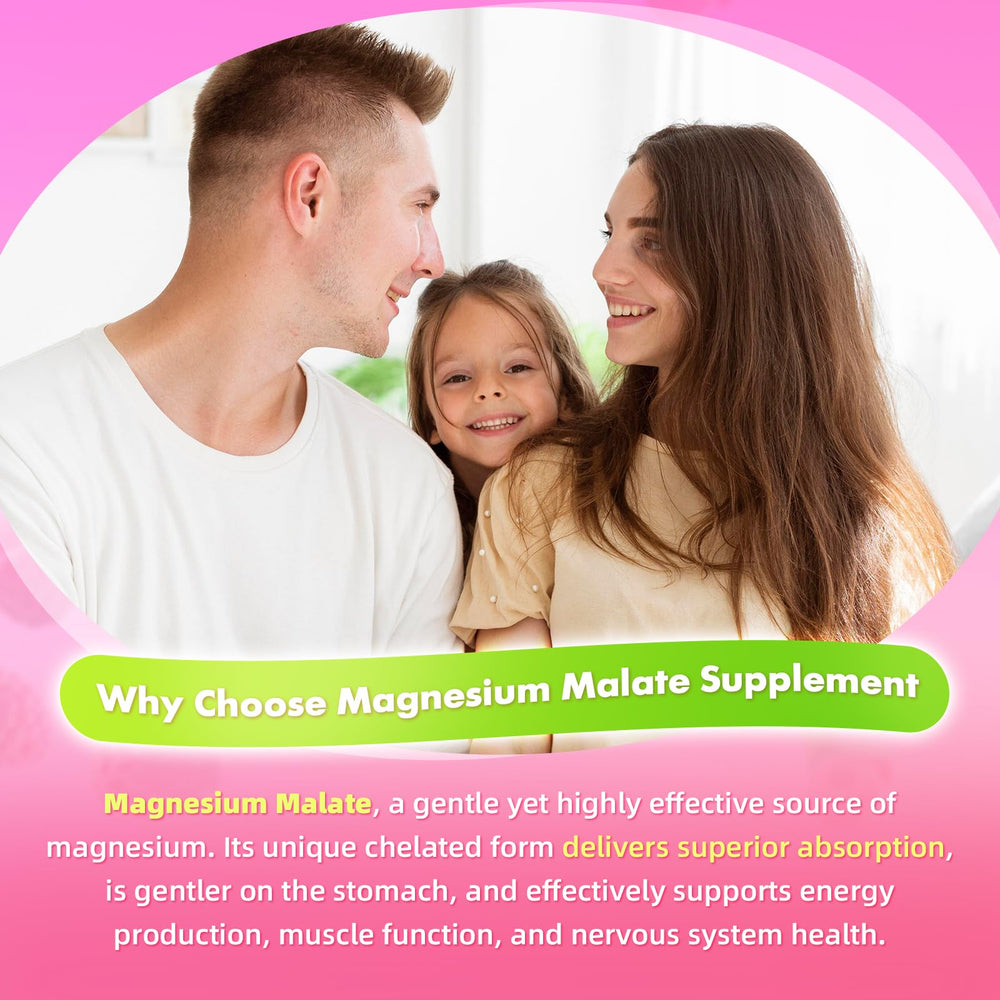 MEENCCD Magnesium Malate Gummies vegan and non-GMO label visible.