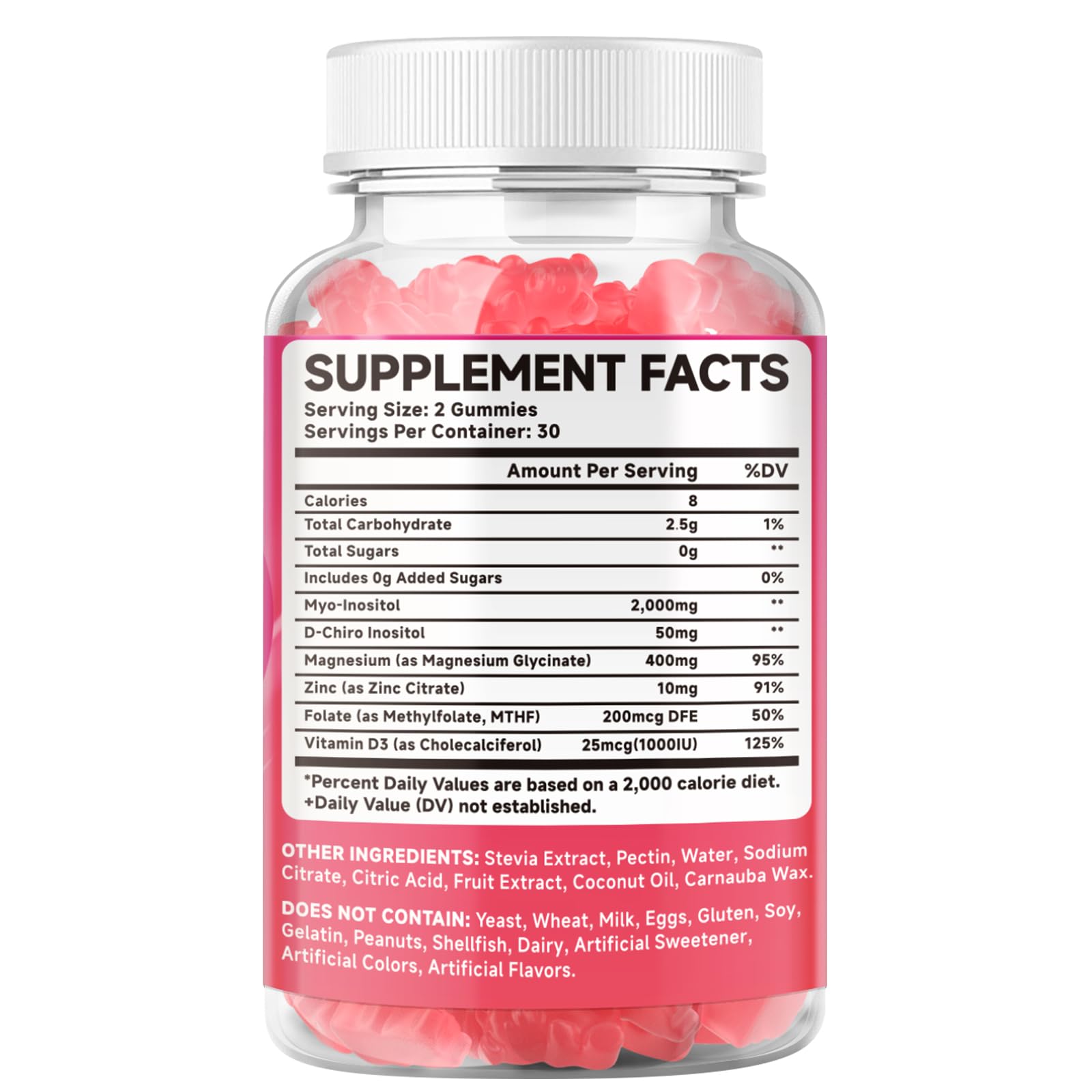 MEENCCD Myo-Inositol gummies fresh raspberry flavor close-up.