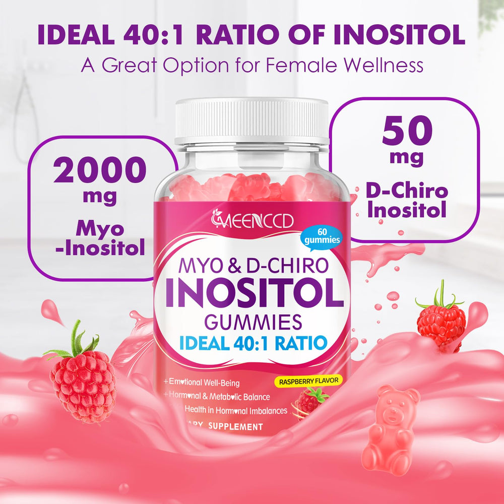 MEENCCD Myo-Inositol gummies label nutrition highlights the 40:1 ratio.