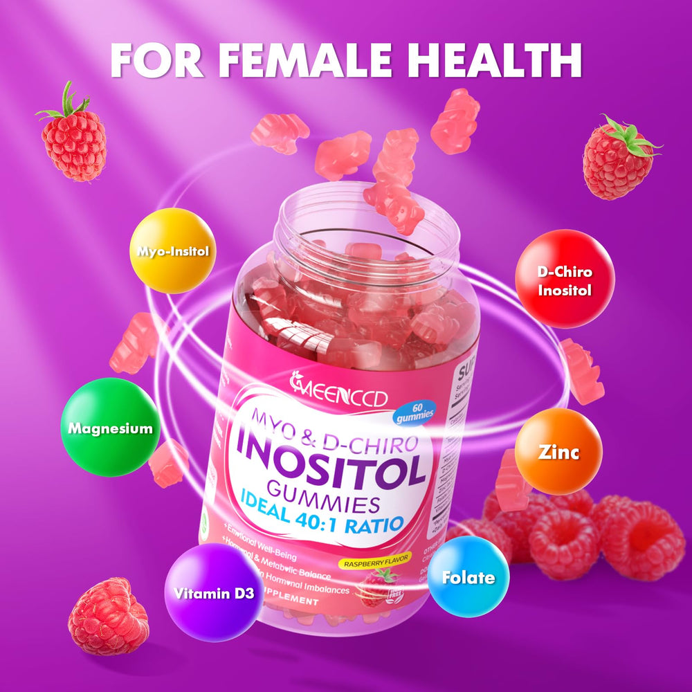 MEENCCD Myo-Inositol gummies packaging box communicates GMP quality.