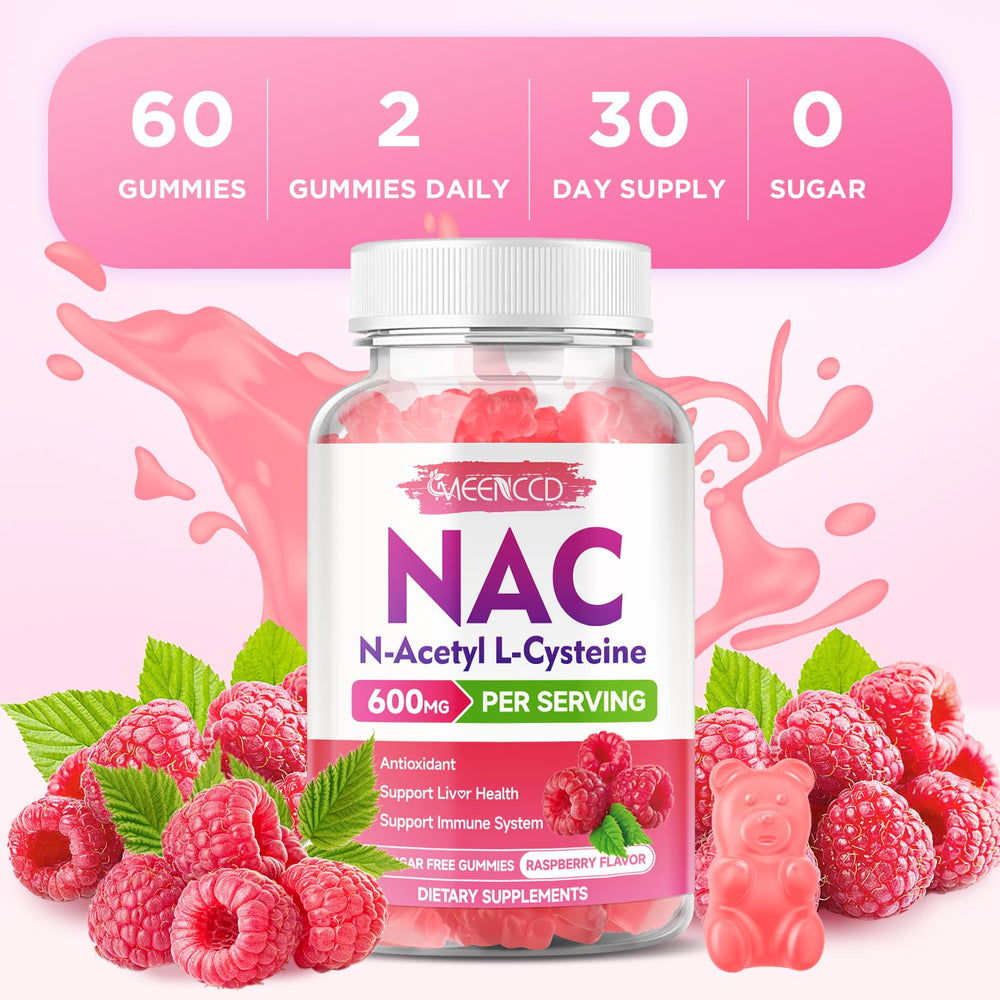 MEENCCD NAC Gummies sugar-free label underlines no added sugar.