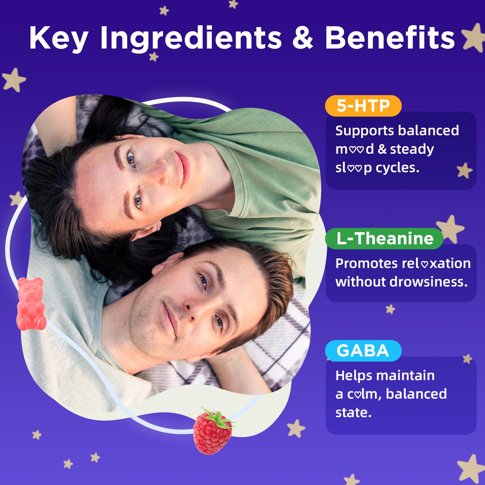 MEENCCD vegan non-GMO gluten-free 5-HTP gummies packaging.