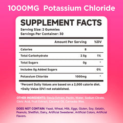 MEENCCD potassium gummies label close-up shows 1000mg per serving