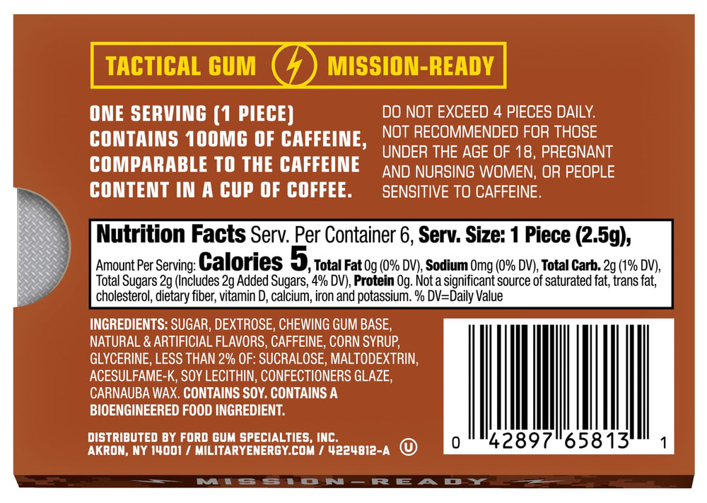 MEG Cinnamon Energy Gum wrapper opened reveals ready-to-use pieces for quick focus.