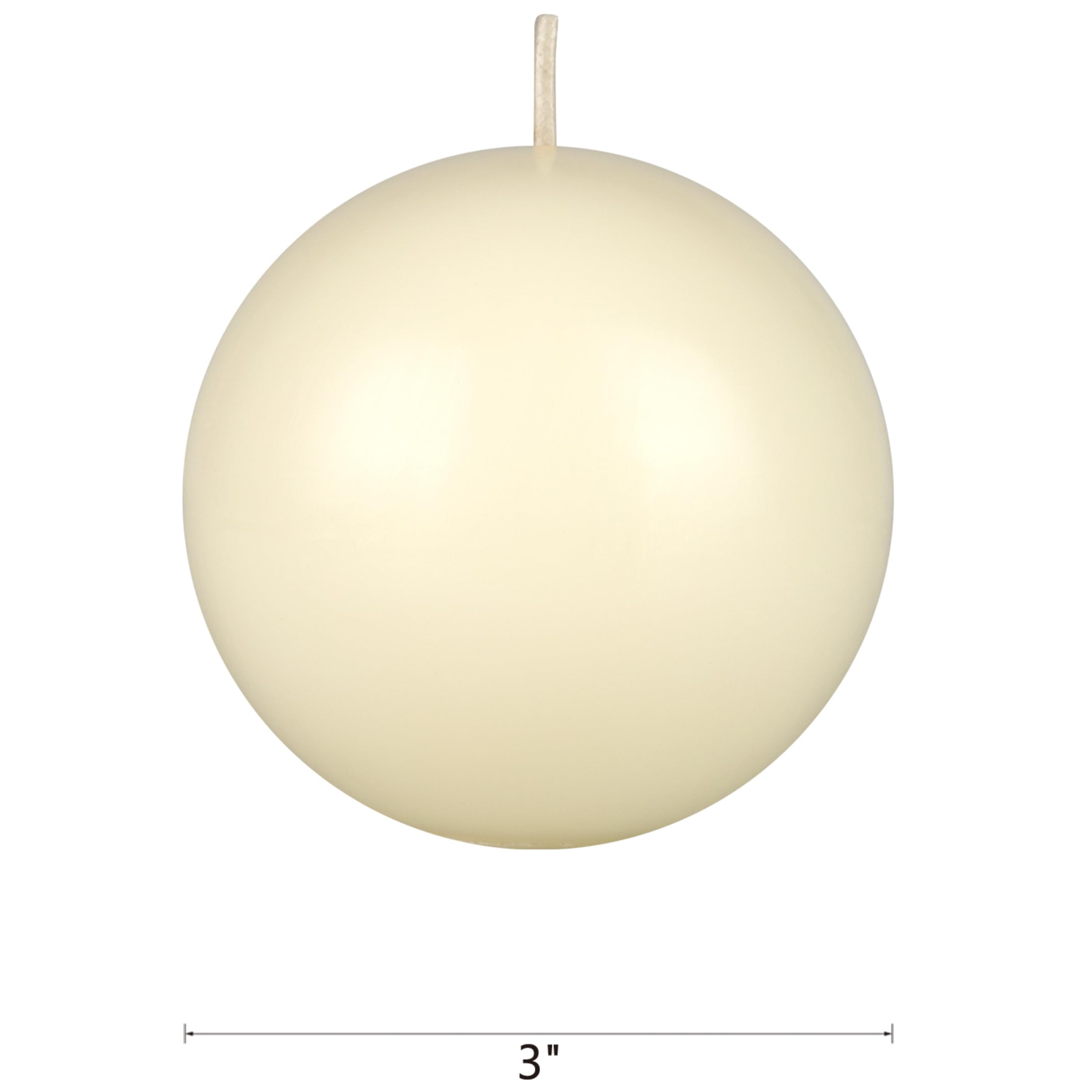 Mega Candles ivory ball candle centerpiece enhances wedding decor with soft light.