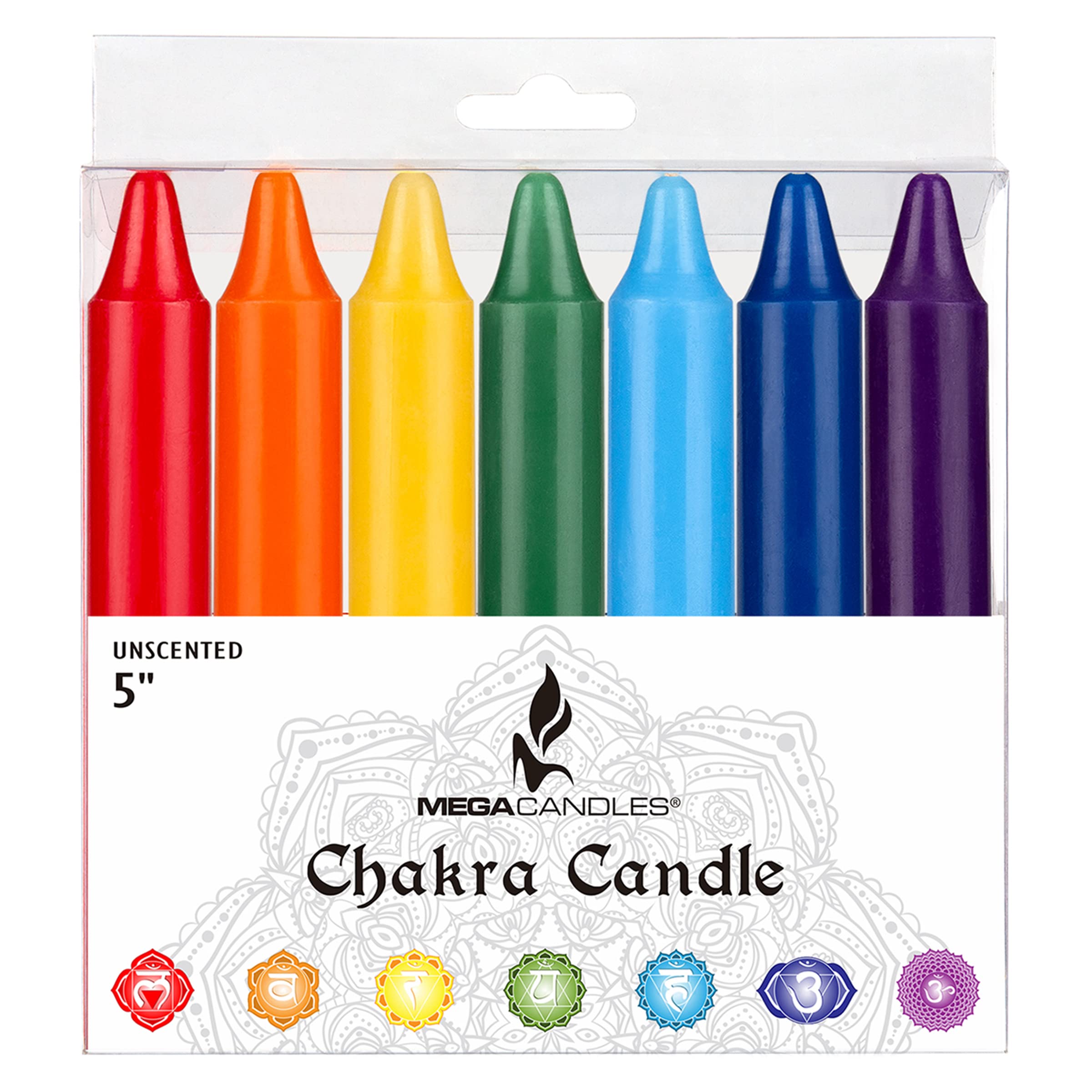 Mega Candles unscented taper candle for calm atmosphere