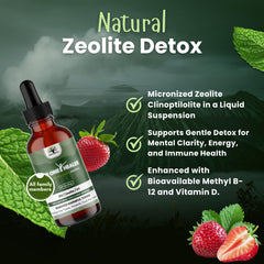 Close-up of 4oz Zeolite Detox bottle featuring clear labeling.