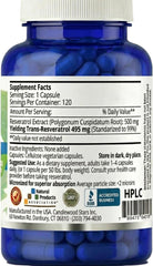 Mega Resveratrol capsules 500mg emphasizing high potency.