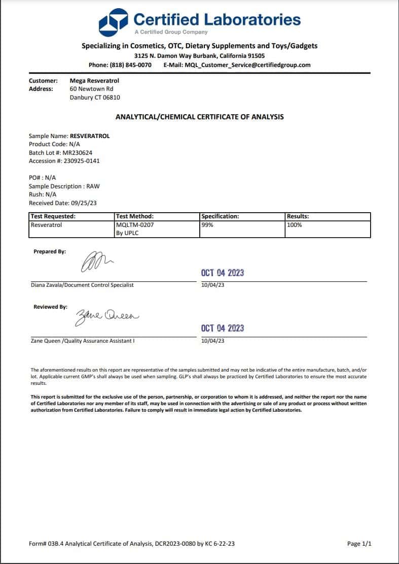 Mega Resveratrol micronized-powder detail shows fine consistency for dosing