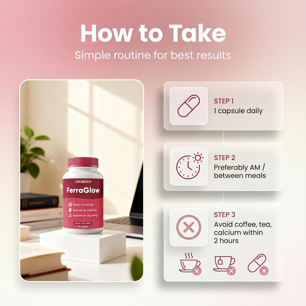 Megacephalus FerraGlow showcasing lactoferrin-iron formulation for balanced nutrition.