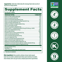 Label highlights methylated B vitamins and vitamin D3 in MegaFood 55+ formula.