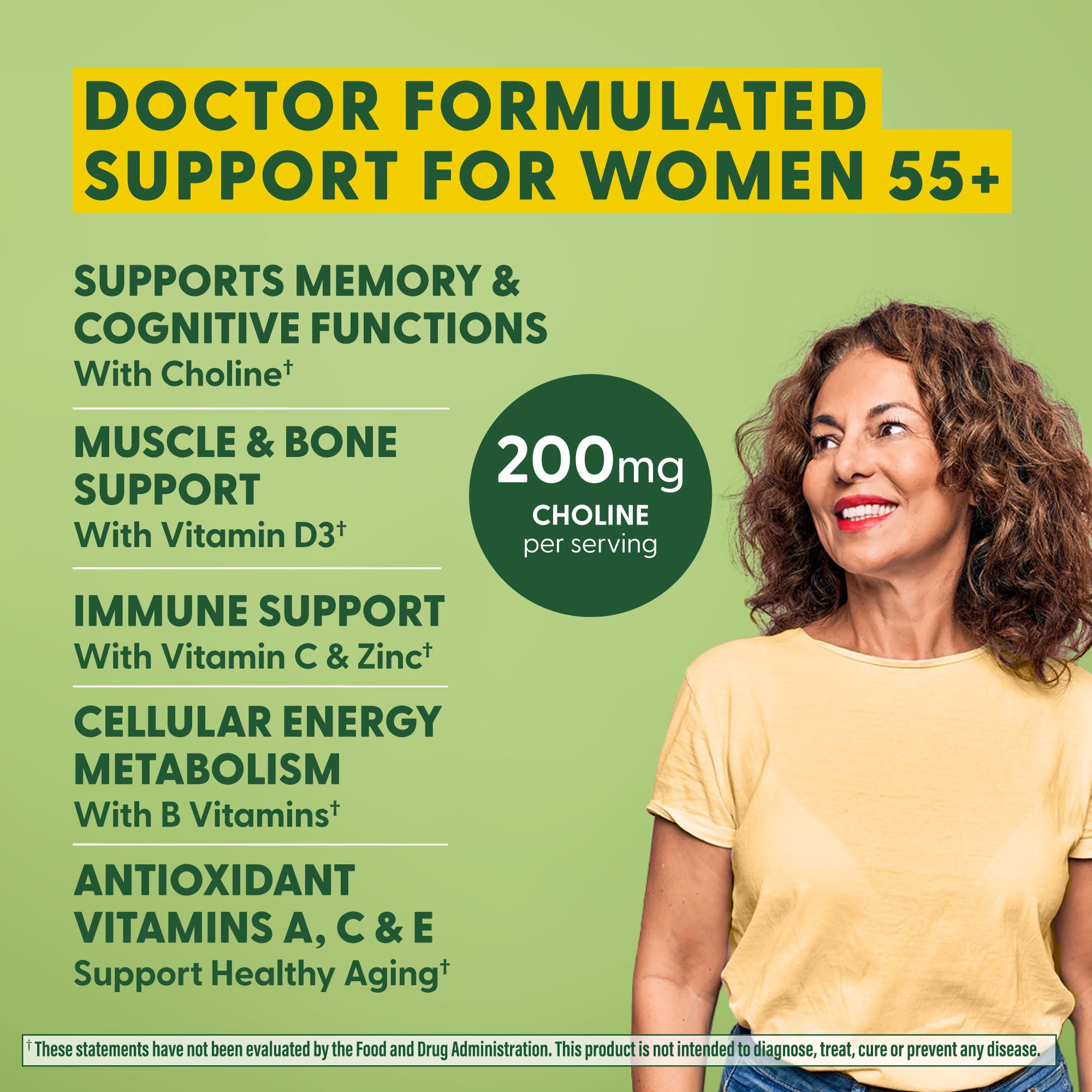 Close-up of MegaFood 55+ tablets in a vegetarian formula.