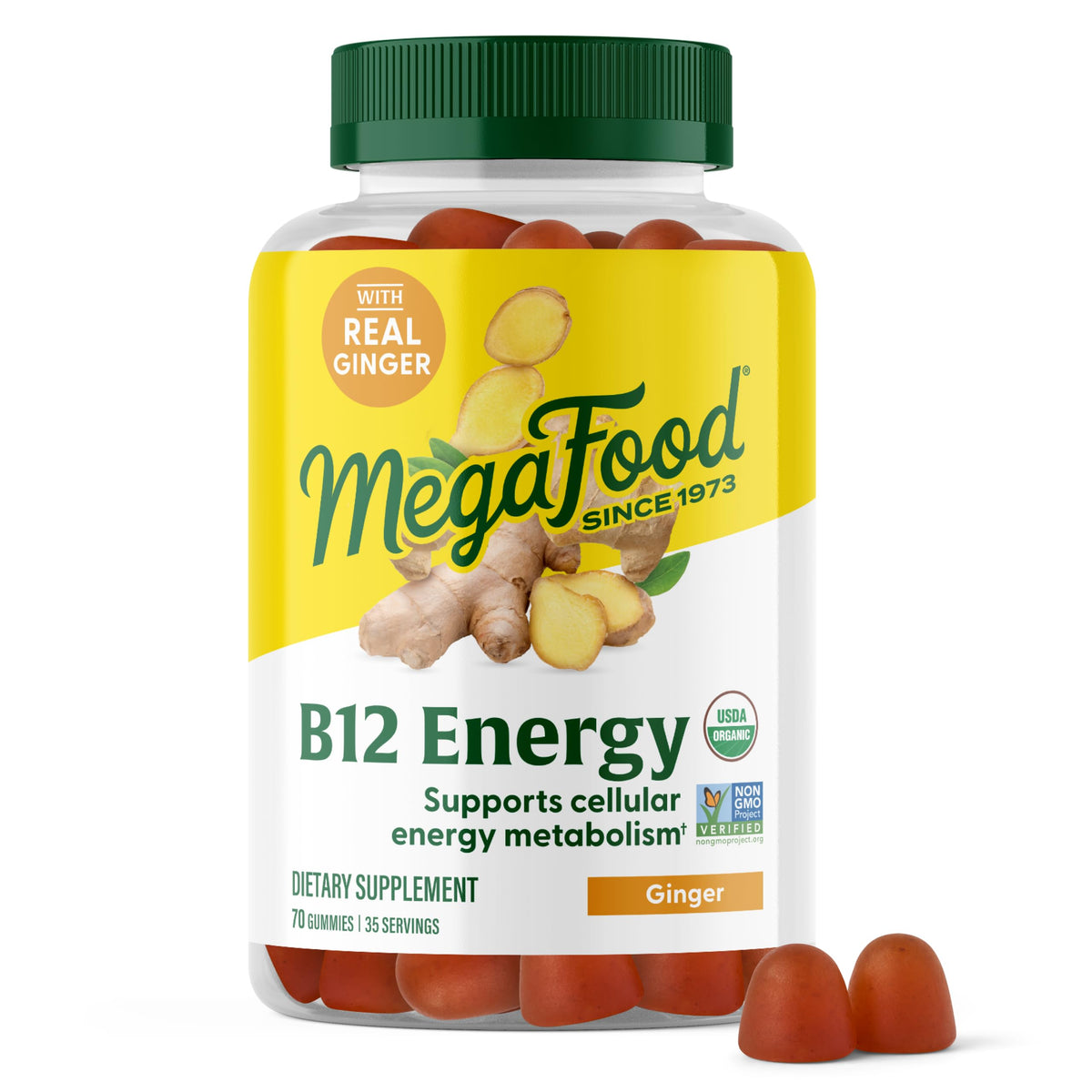 MegaFood B12 Energy Gummies bottle for vegan daily energy and focus.