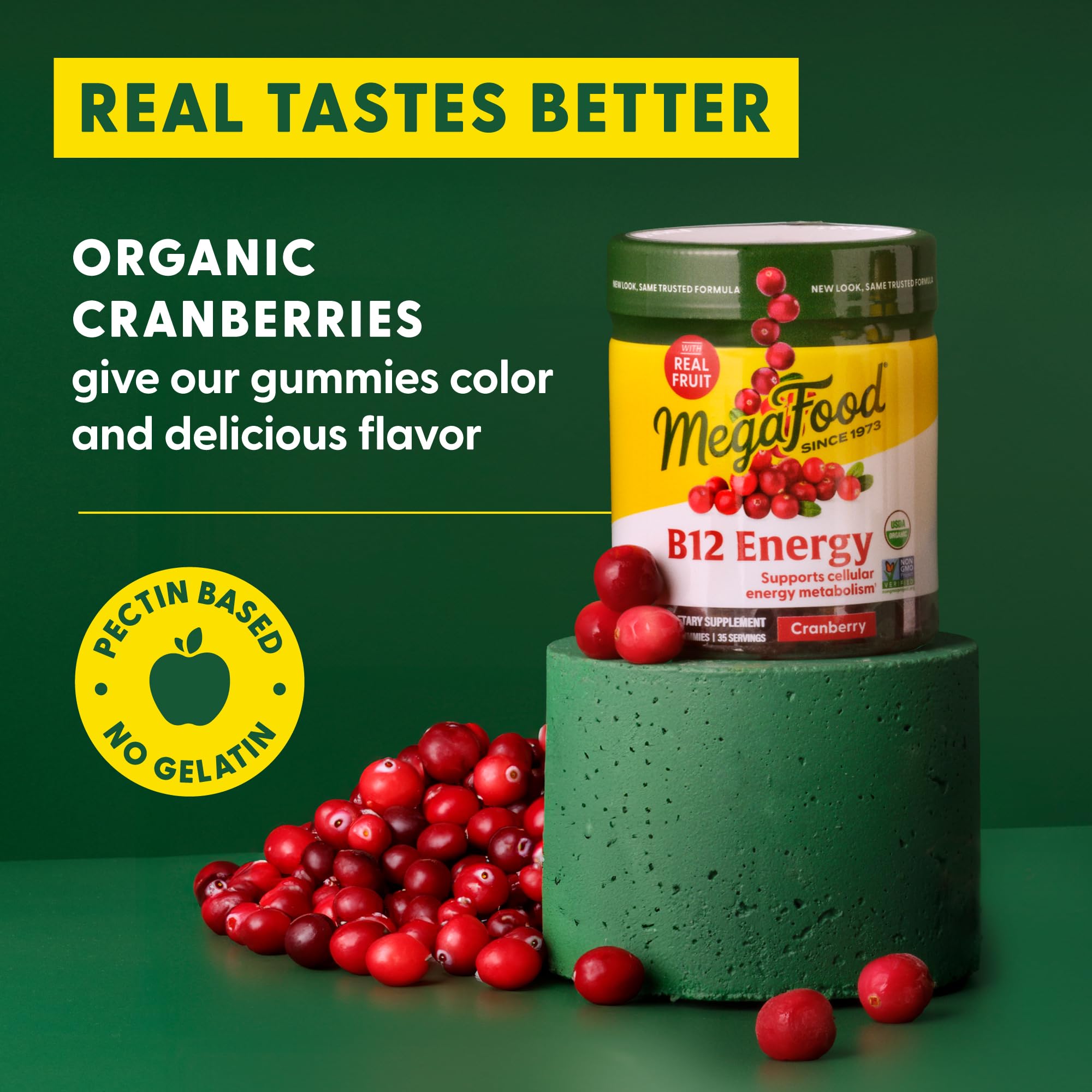 MegaFood B12 Energy Gummies cranberry flavor for a tasty vegan energy option.