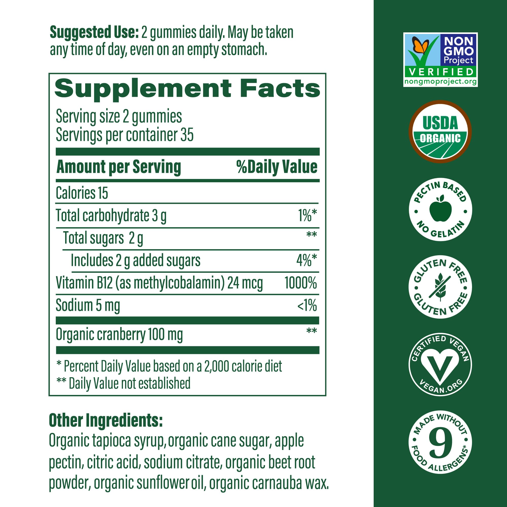 MegaFood B12 Energy Gummies jar view for easy daily vegan energy supplement.
