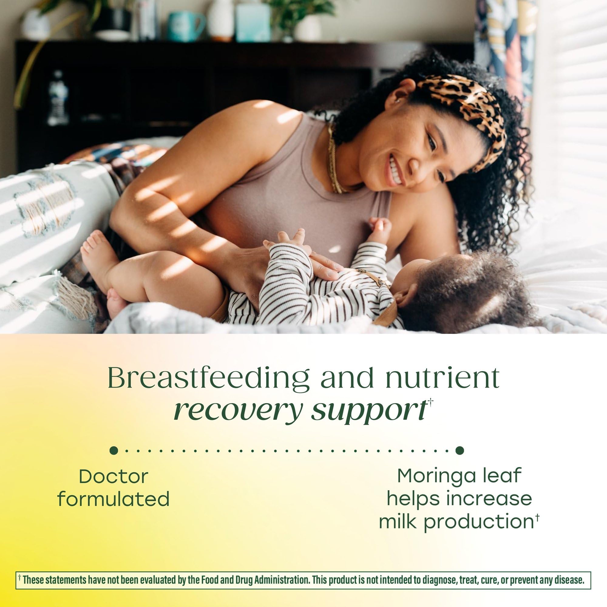 MegaFood Baby and Me 2 moringa leaf visual suggesting lactation support.