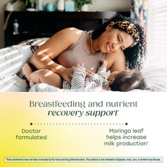 MegaFood Baby and Me 2 moringa leaf visual suggesting lactation support.