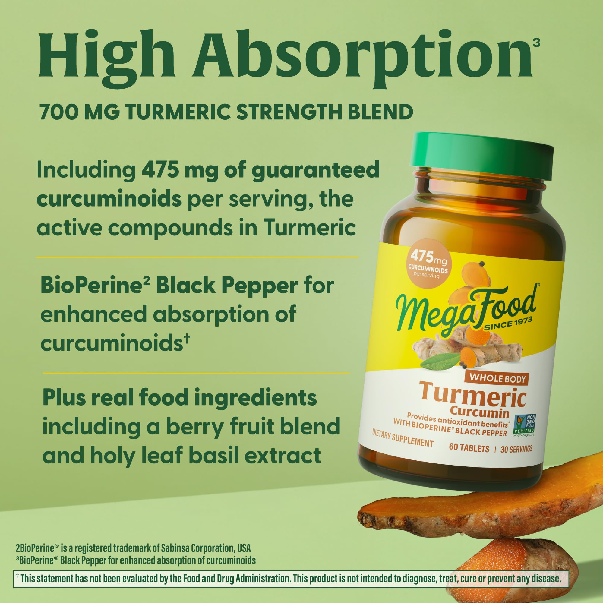 MegaFood Black Pepper BioPerine enhances curcumin absorption.