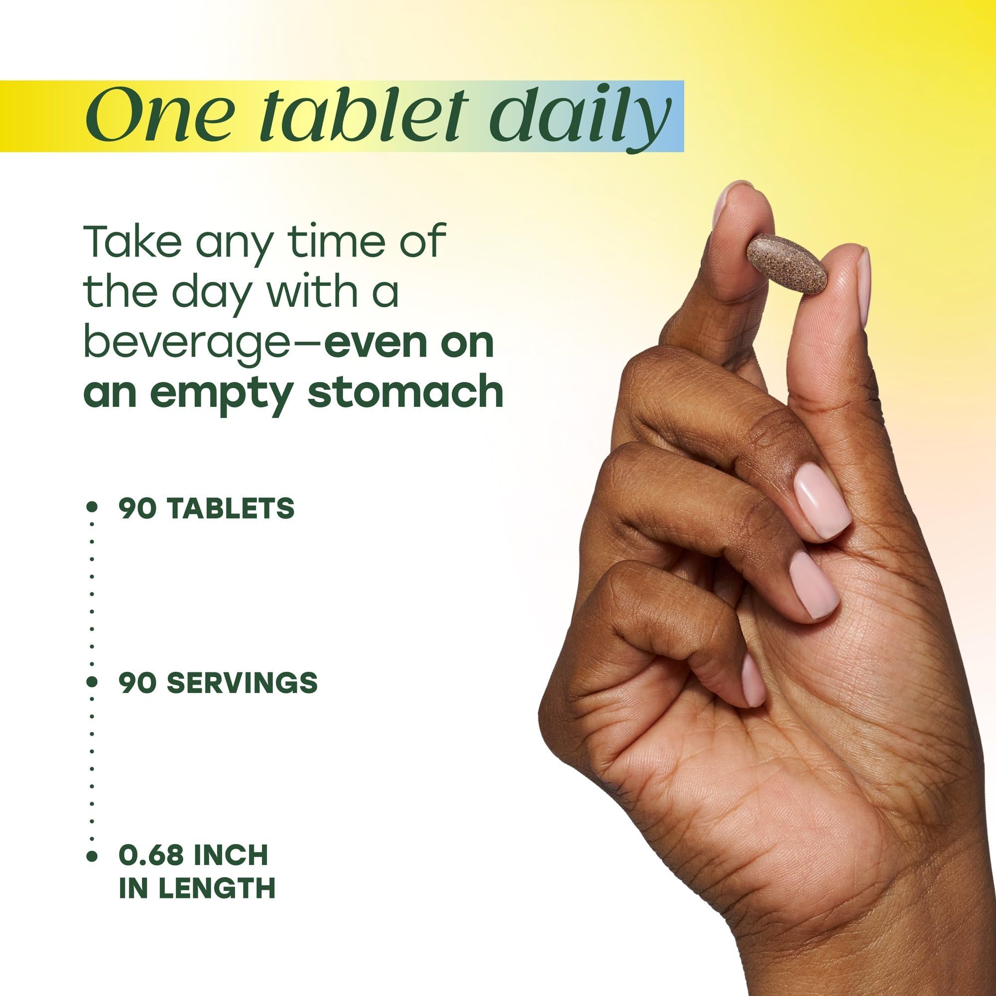 Facts panel notes 26 mg iron per serving for potential energy support.