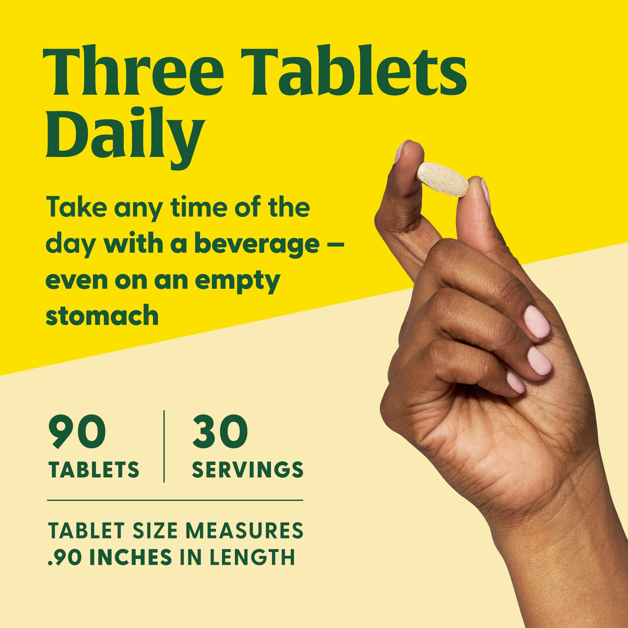 MegaFood packaging front emphasizing 90 tabs and allergen-free formulation