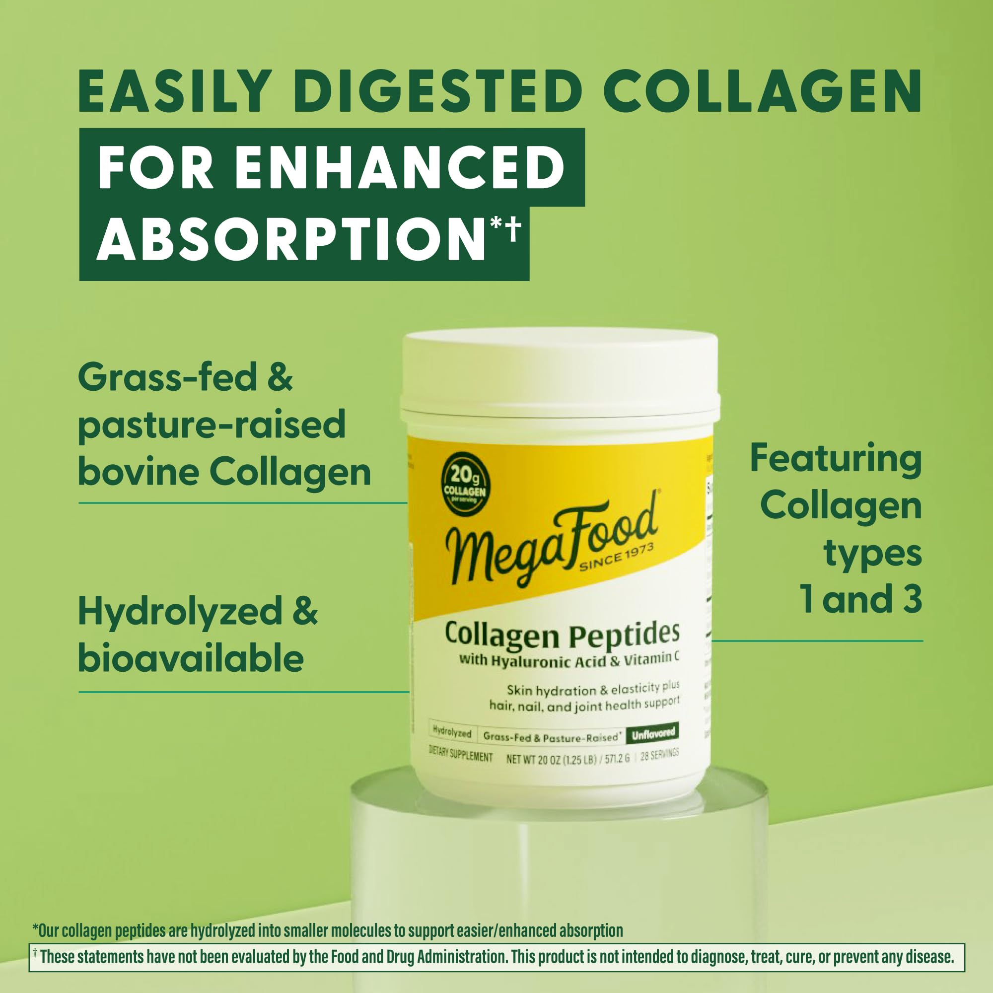 MegaFood Collagen Peptides ready-to-mix in smoothie and coffee for versatility