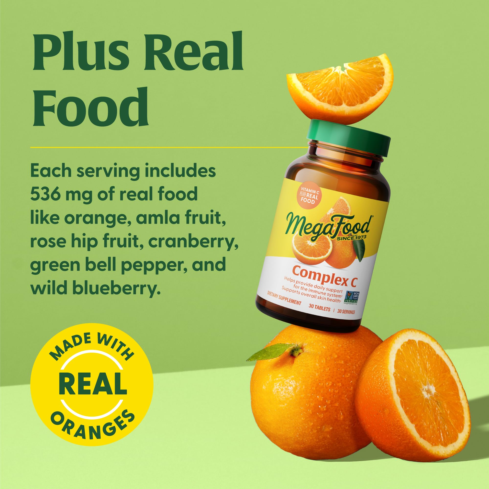 Gluten-free and vegan badge on MegaFood Complex C packaging