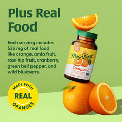 Gluten-free and vegan badge on MegaFood Complex C packaging
