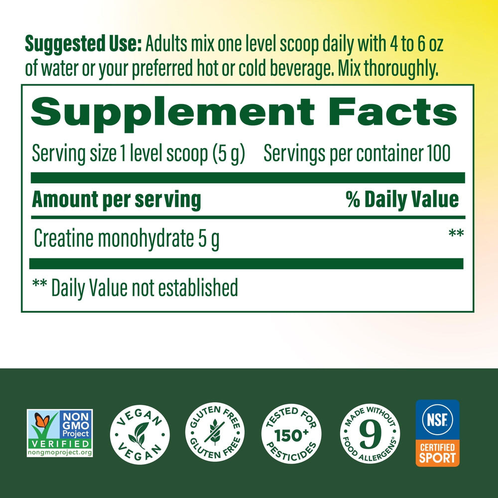 MegaFood creatine powder scoop highlighting easy-to-mix convenience for daily use