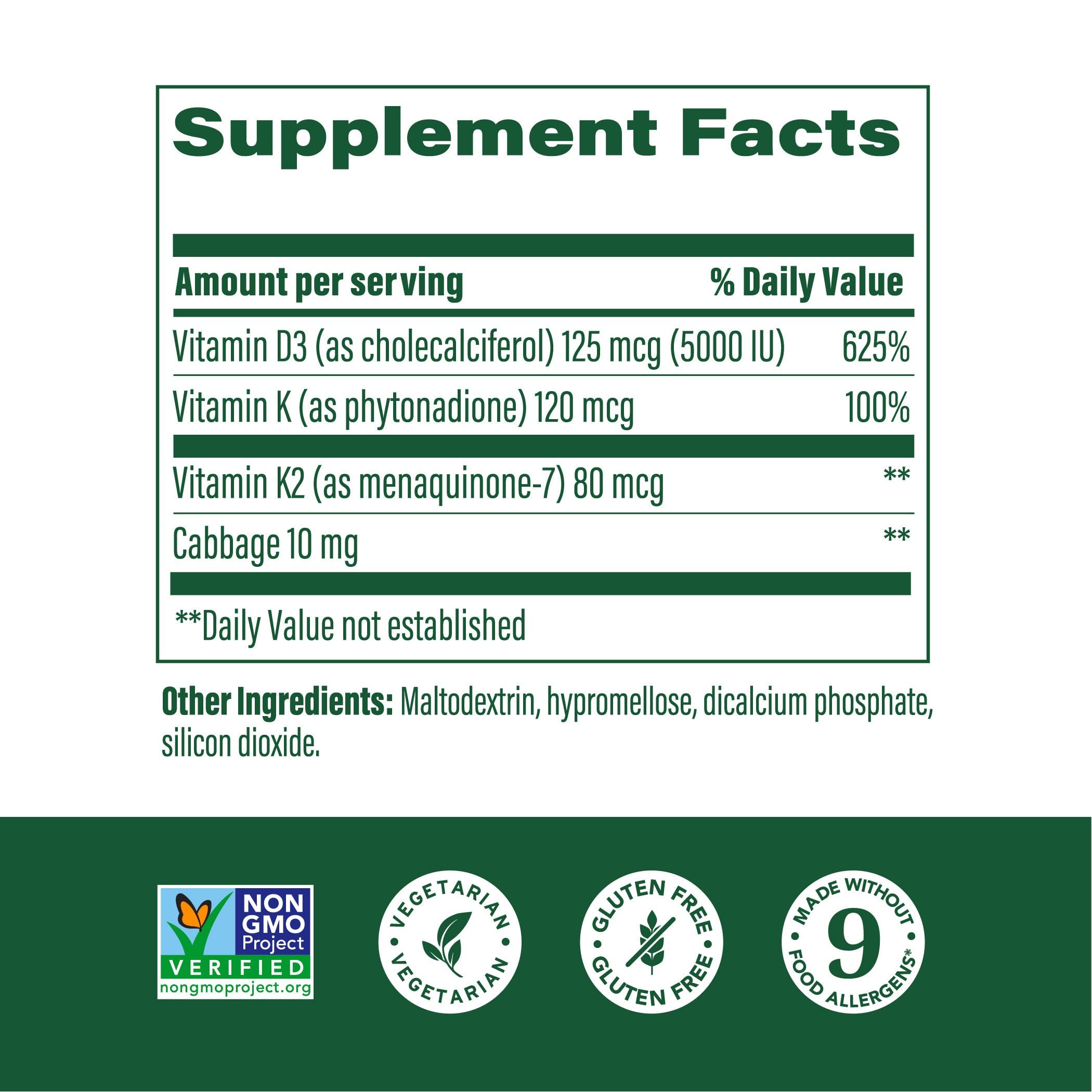 MegaFood D3K2 capsules emphasizing vegetarian bone health support