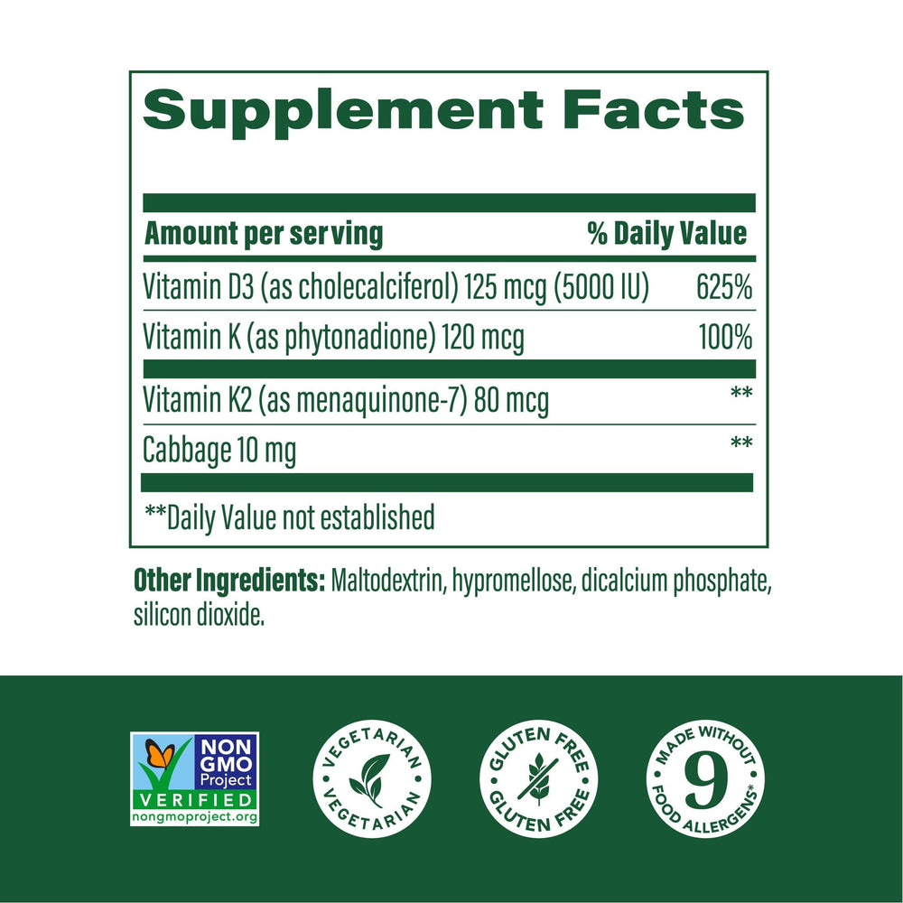 MegaFood D3K2 capsules emphasizing vegetarian bone health support