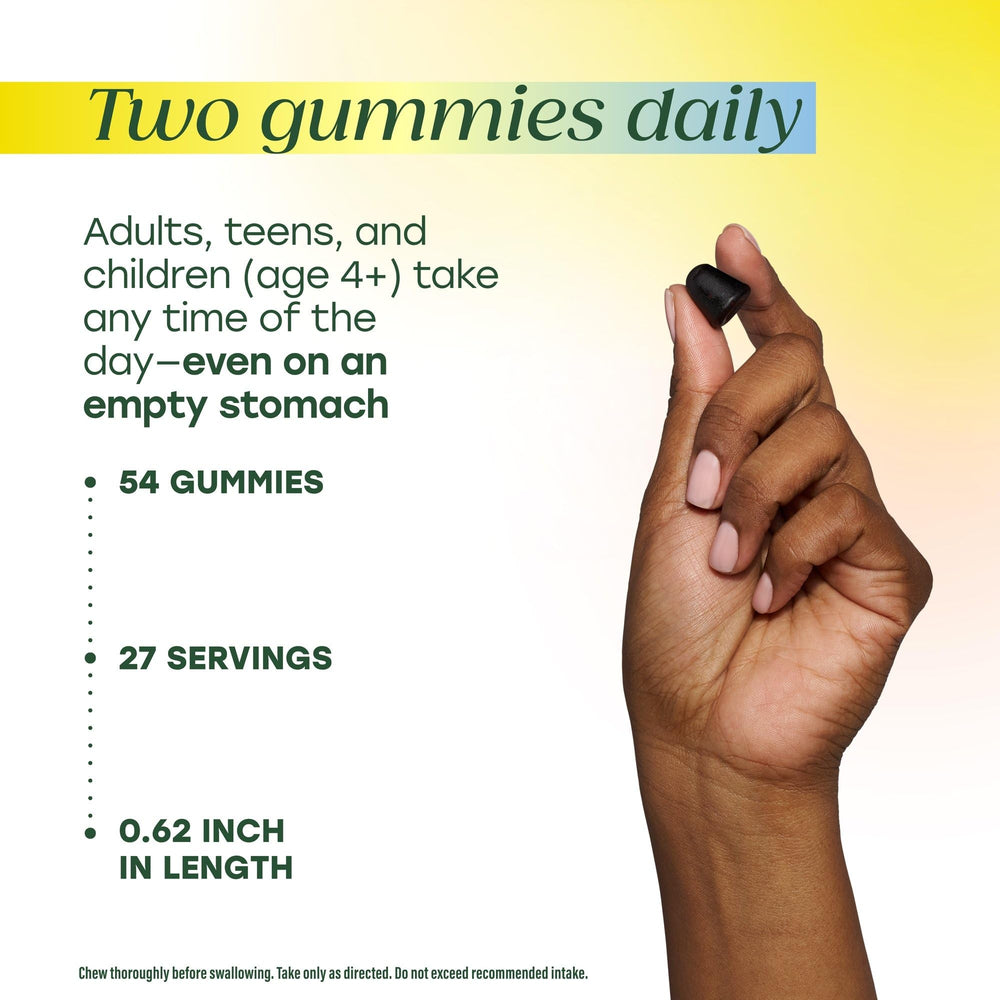 Family use of MegaFood Elderberry Gummies for adults, teens, and kids 4+