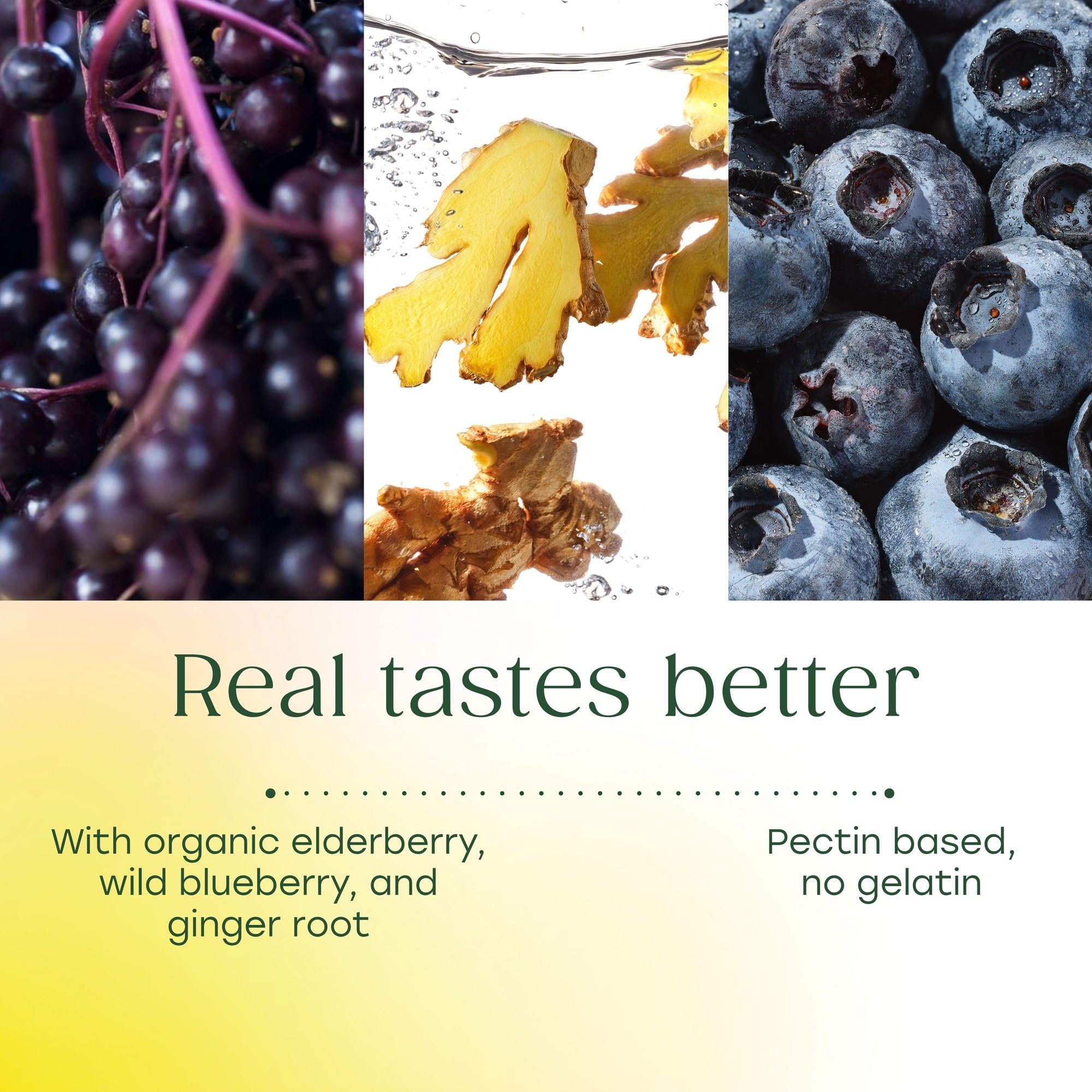 Gummies with real-food ingredients like blueberries and ginger