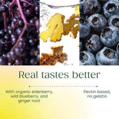 Gummies with real-food ingredients like blueberries and ginger