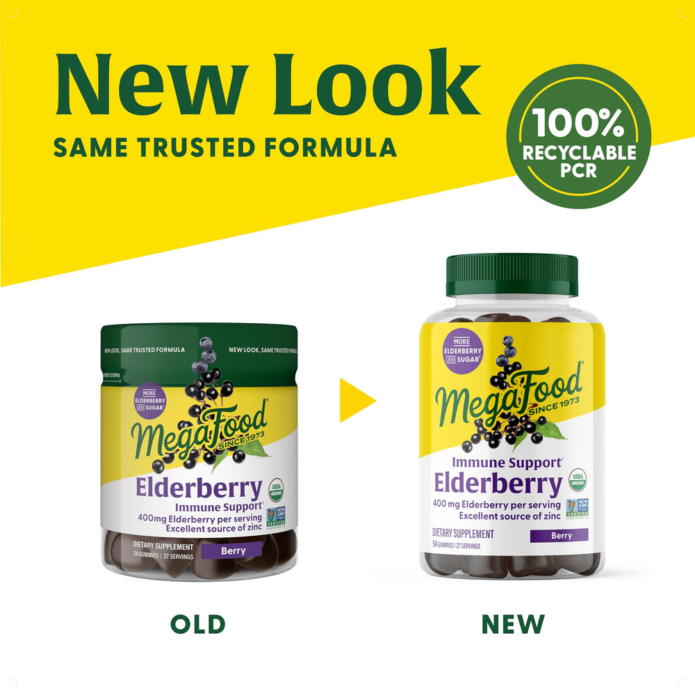 MegaFood Elderberry Gummies highlighting zinc ingredient for immune support
