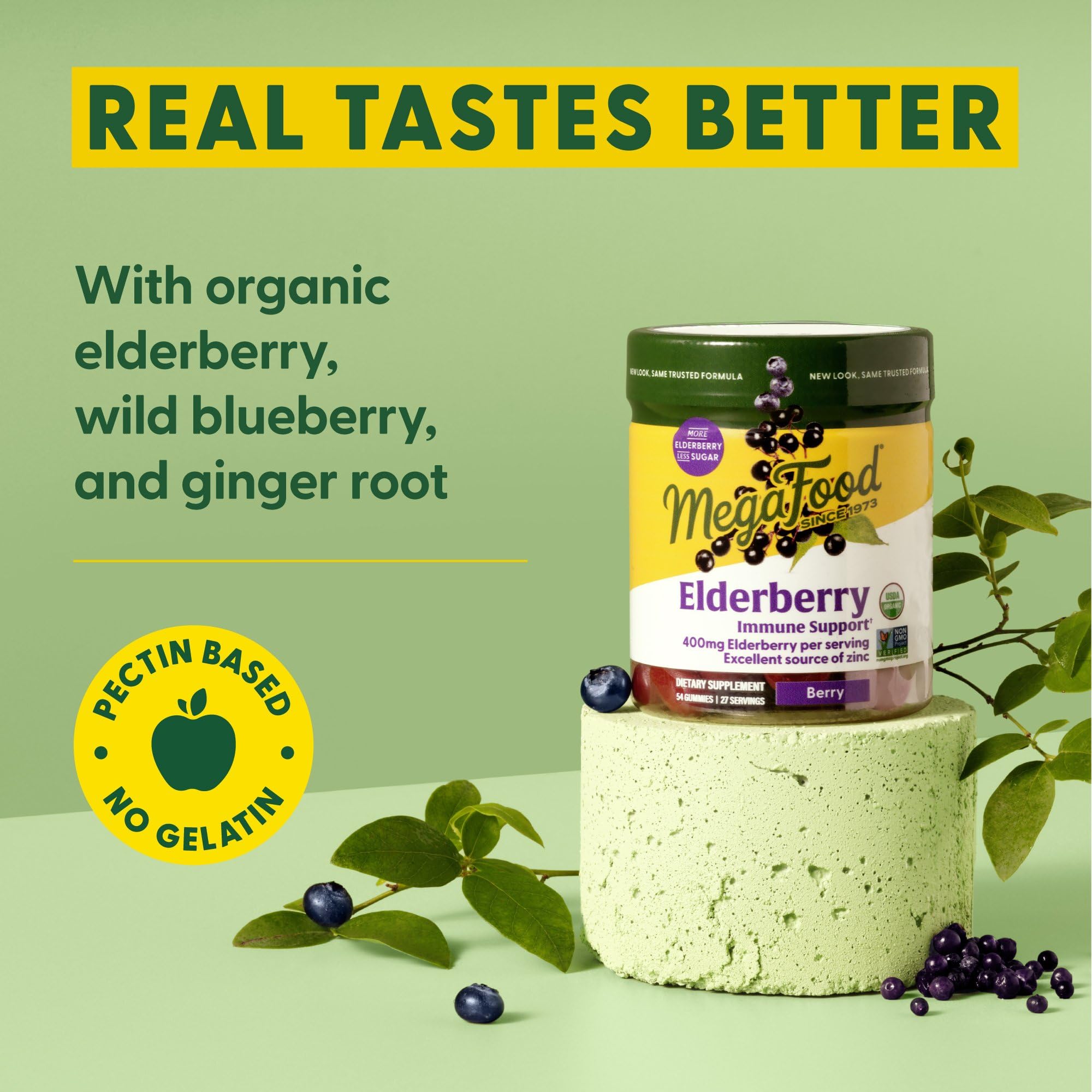 MegaFood elderberry gummies close-up texture of pectin-based chewables