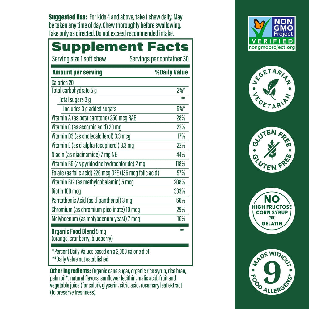 MegaFood Kids One Daily chews close-up highlighting convenient daily nutrition