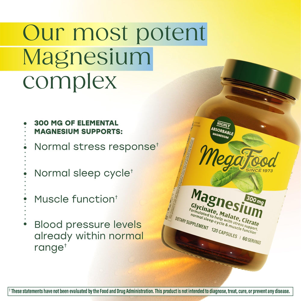 MegaFood label close-up shows transparent ingredients and third-party testing.