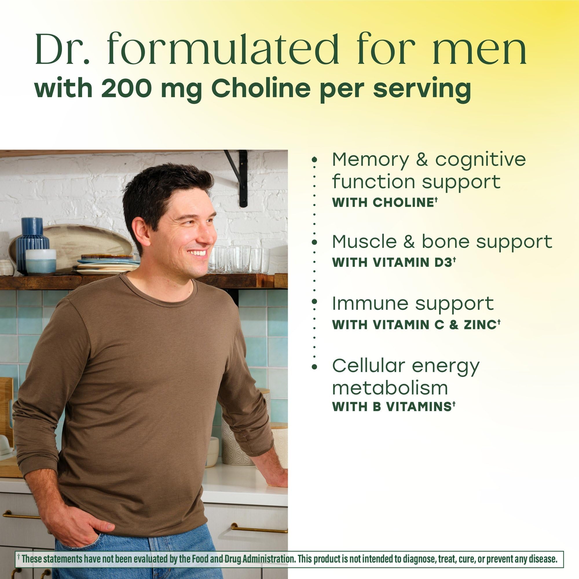 MegaFood Men’s tablets daily-use illustration showing two tablets per day